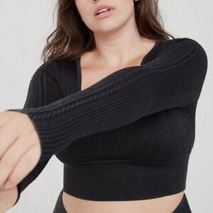 Aerie Offline Seamless Cable Square Neck Cropped Top